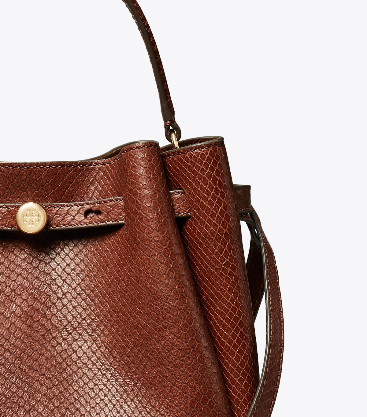 tory burch romy snake embossed bucket bag