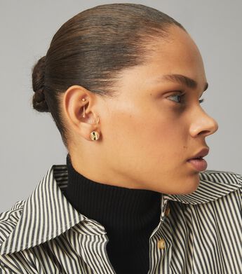 Kira Enamel Striped Circle-Stud Earring