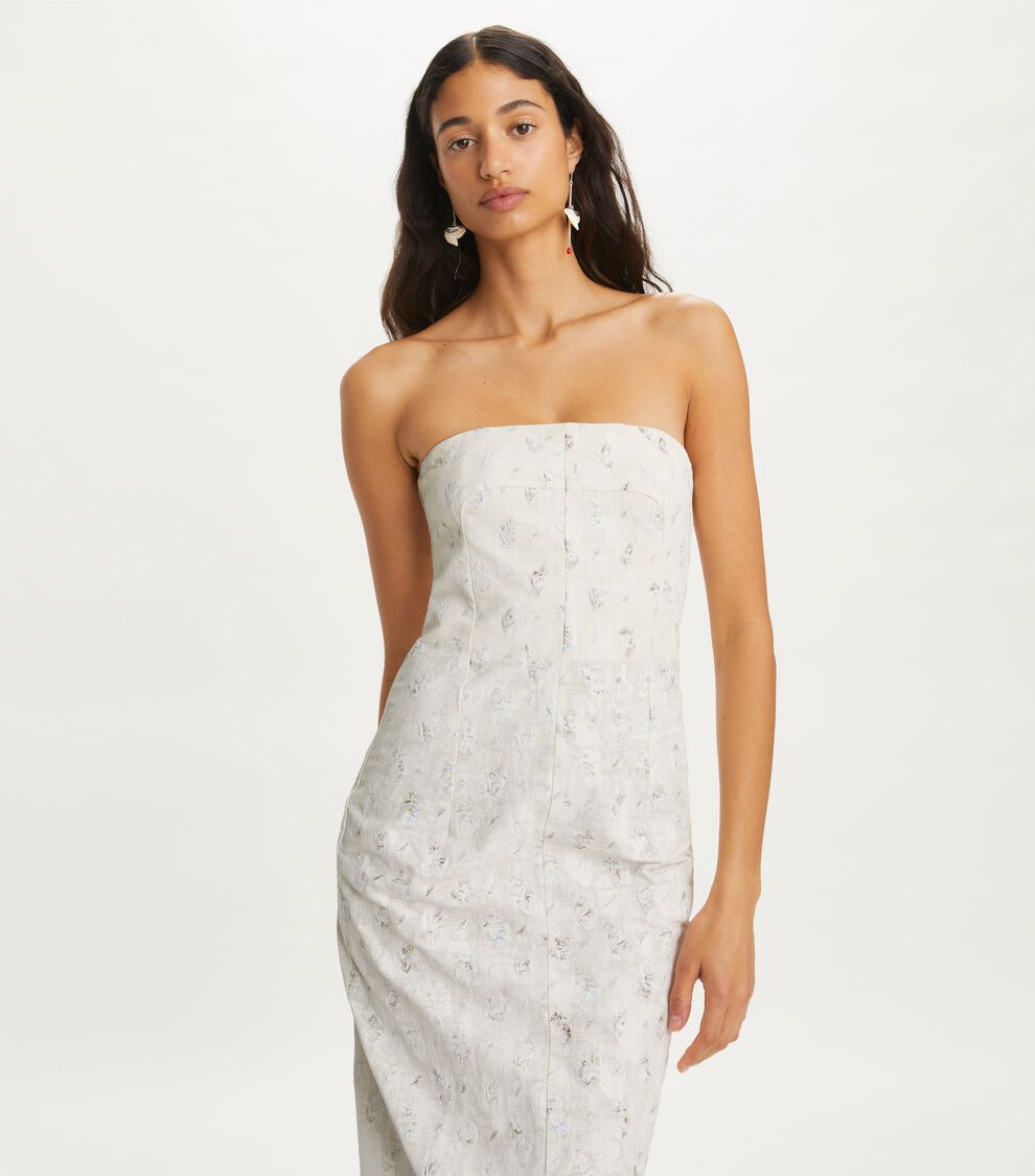 Embellished Linen Dress, Biscuit | Tory Burch KW