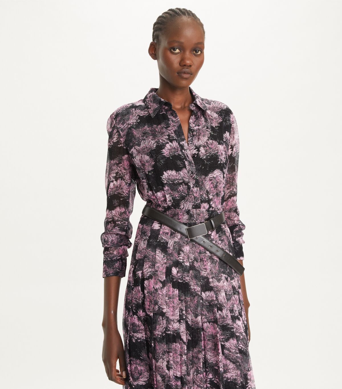 tory burch printed pleated silk dress