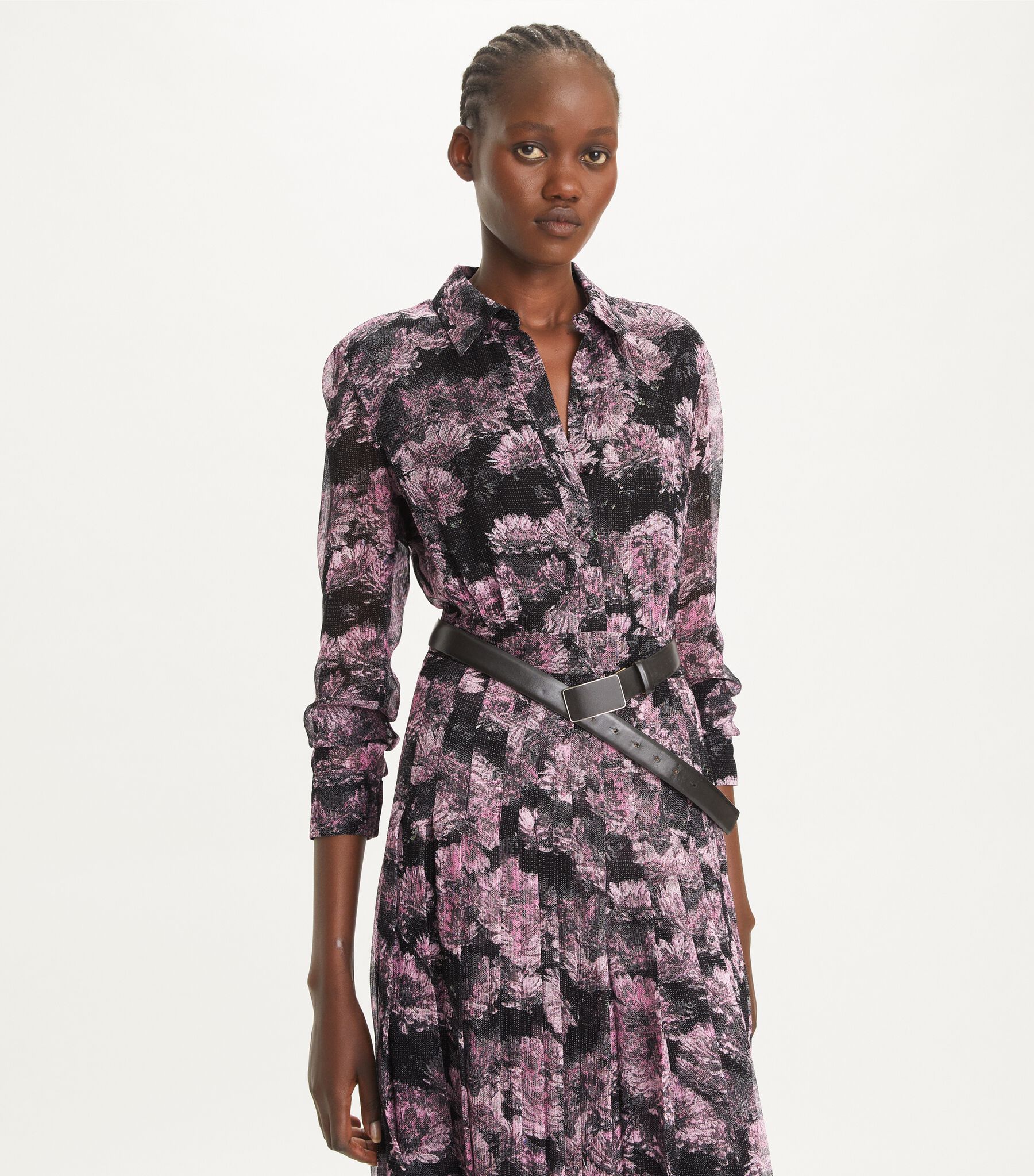 tory burch pleated silk dress Tory Burch Women's Printed Silk Twill Shirtdress - Navy Multi