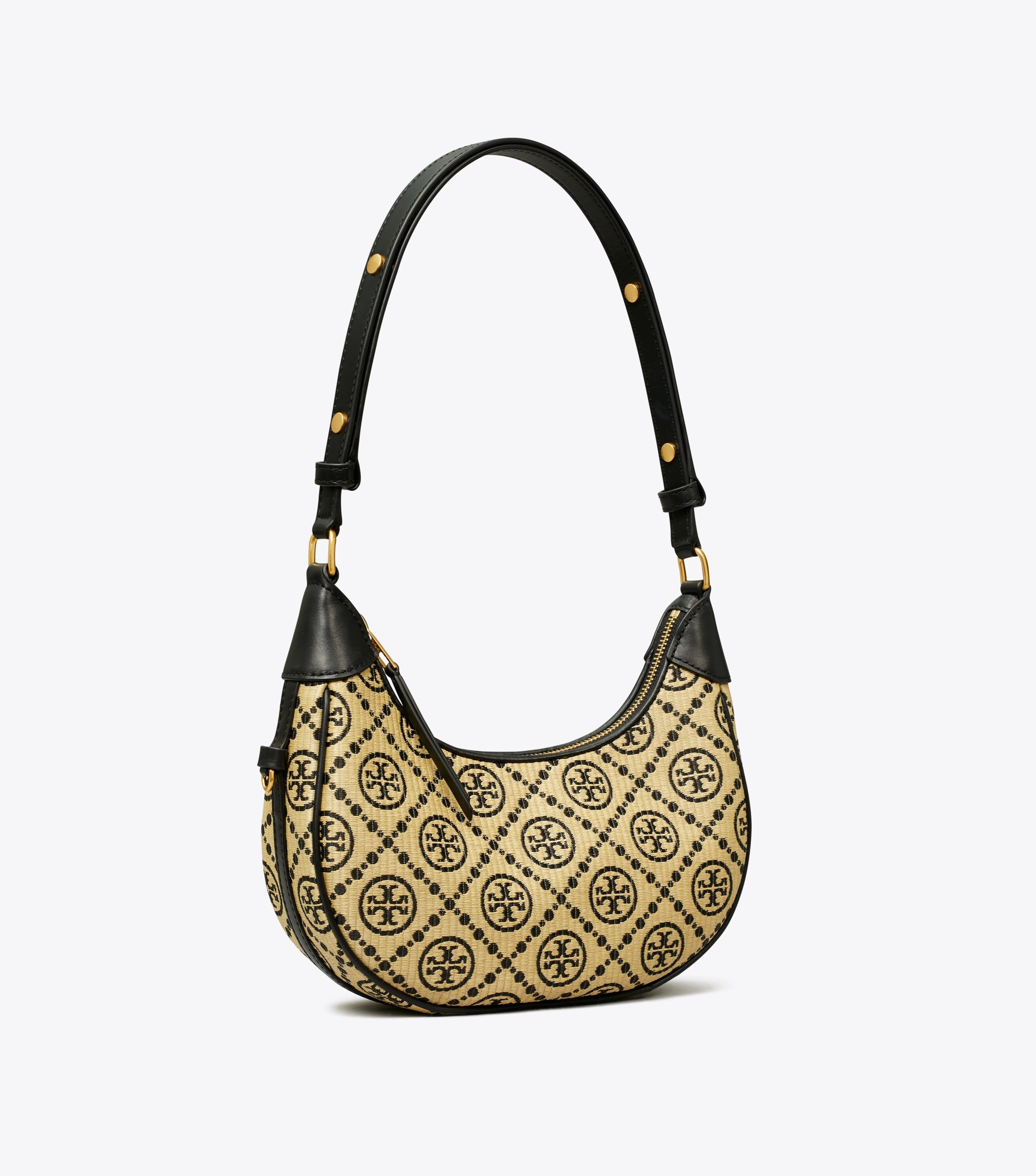 ★Tory Burch★RAFFIA black★T Monogram tote Mini★バッグ T Monogram Raffia Bucket Bag: Women's Designer Crossbody