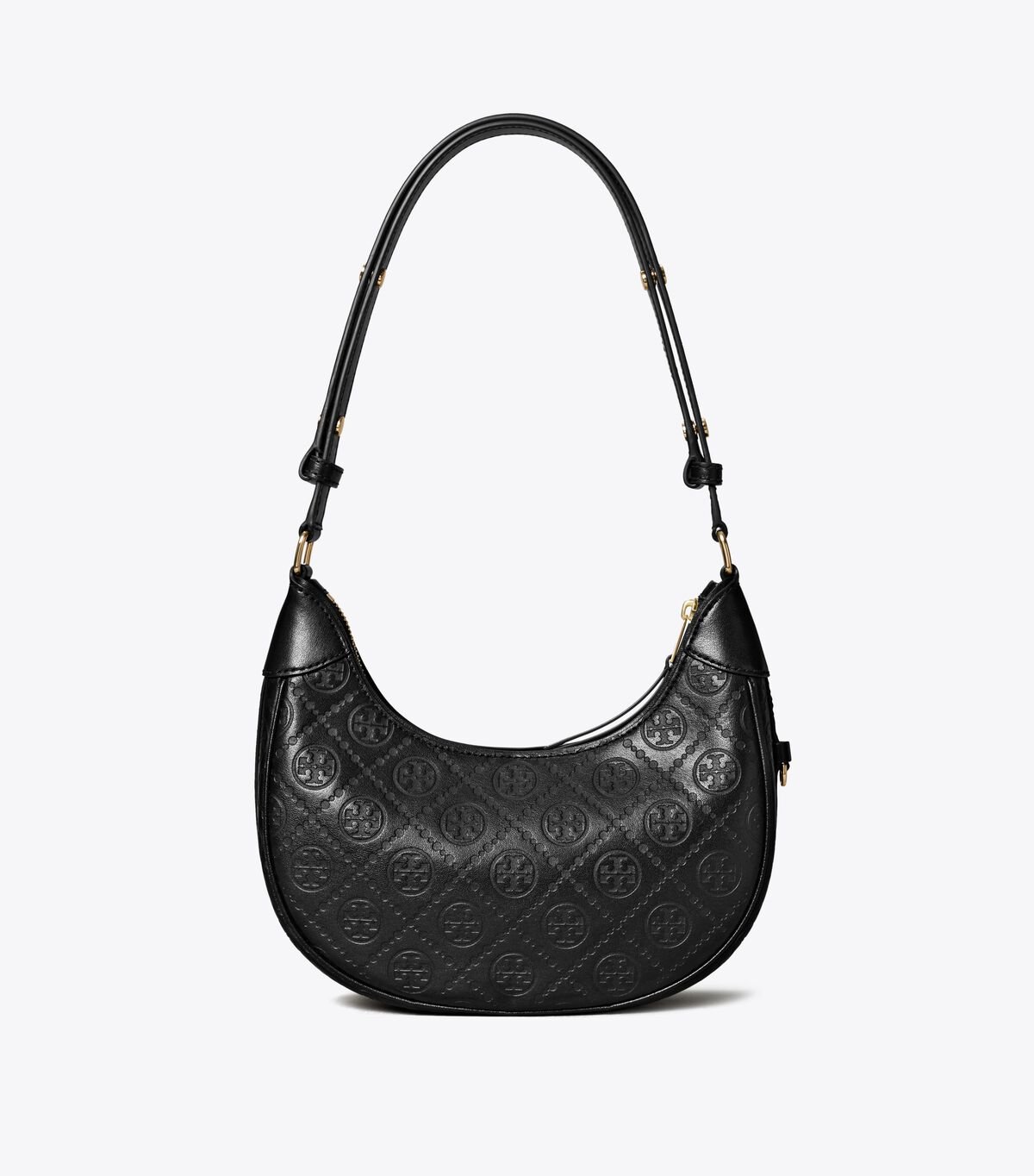 tory burch t monogram leather crescent bag