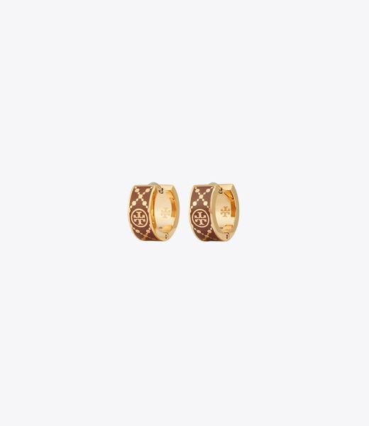 tory burch small t monogram hoop earring