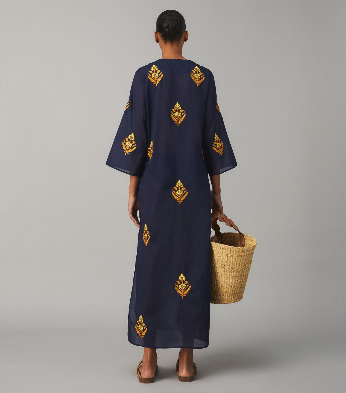 Embroidered Cotton Voile Caftan