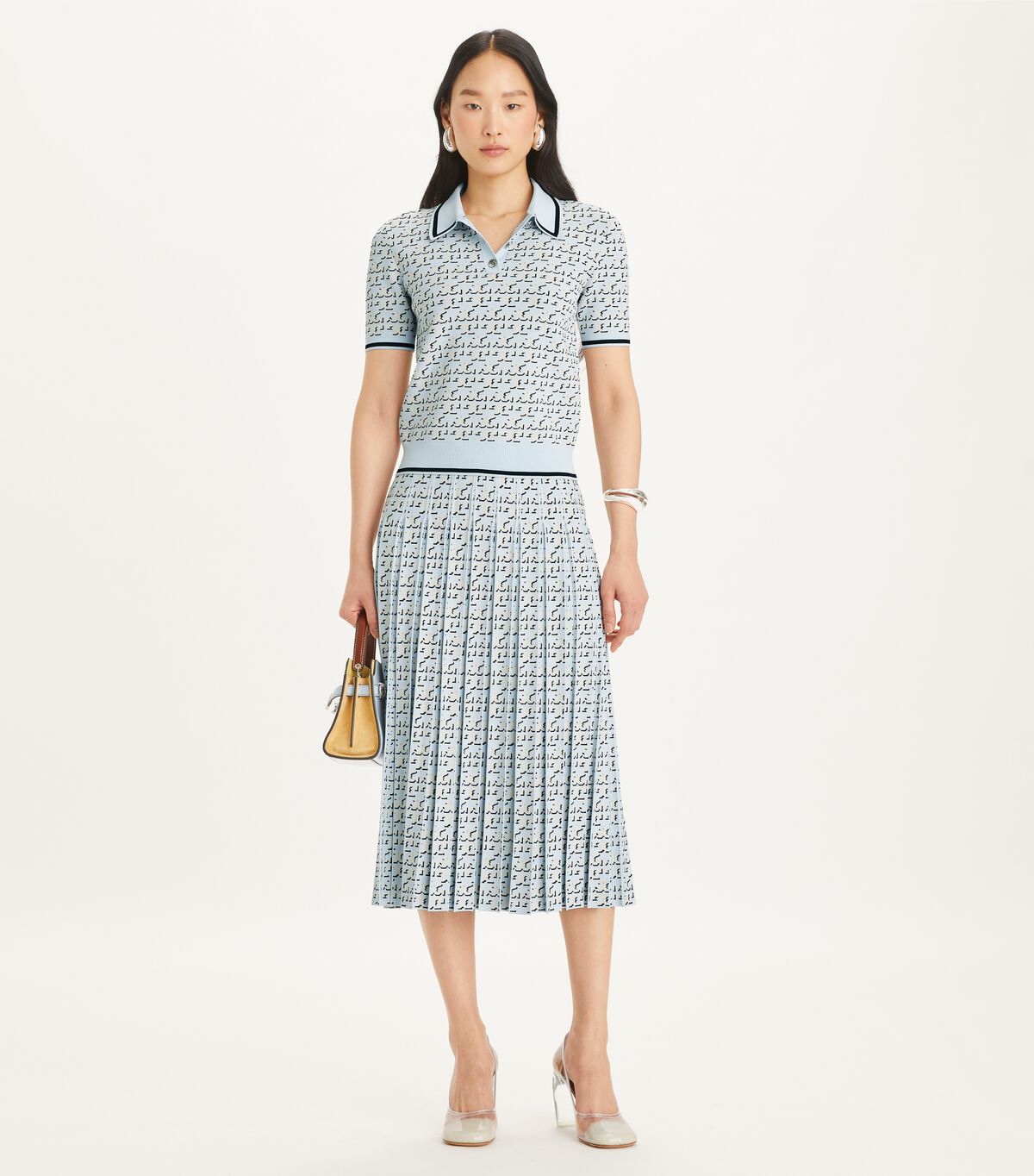 tory burch logo jacquard polo top