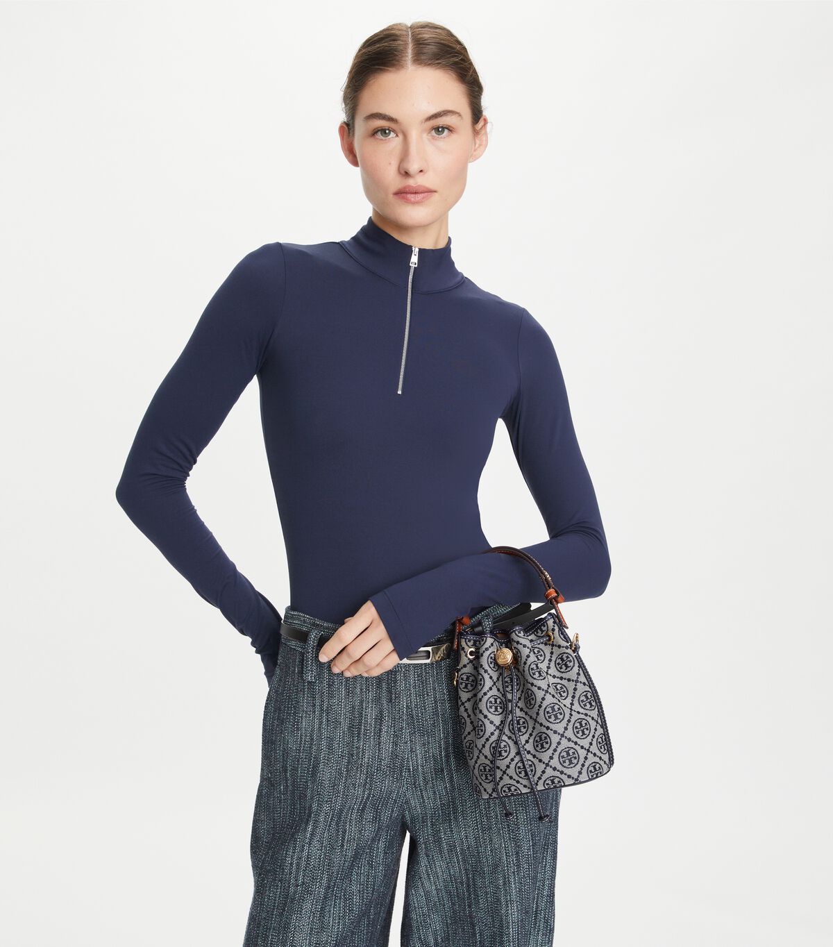 tory burch t monogram mini bucket bag