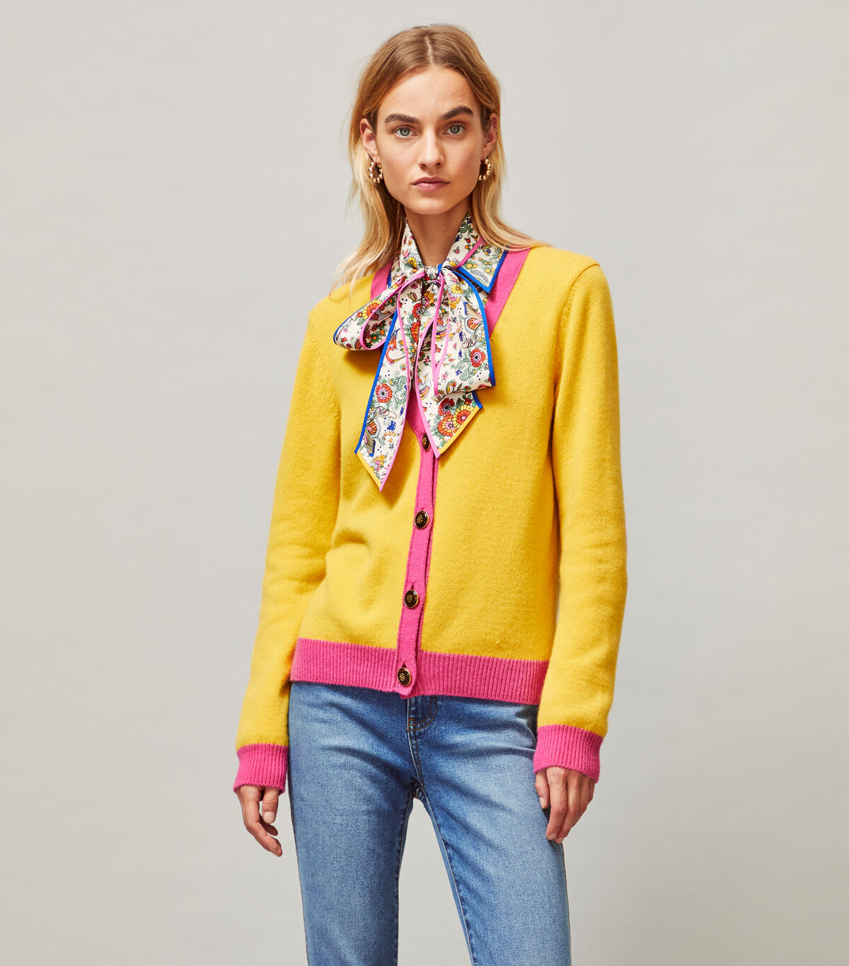 tory burch color block cashmere cardigan