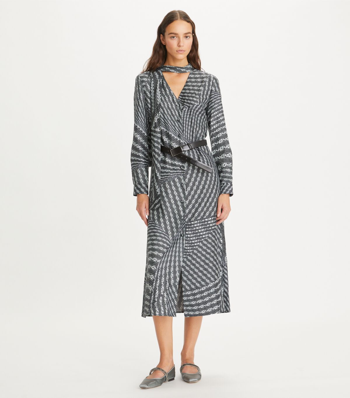 tory burch printed bow blouse dress