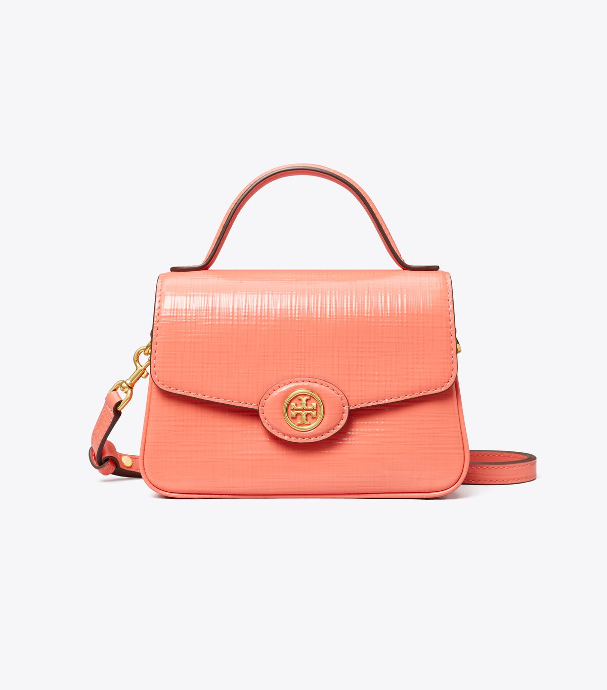 tory burch small robinson crosshatched top handle bag