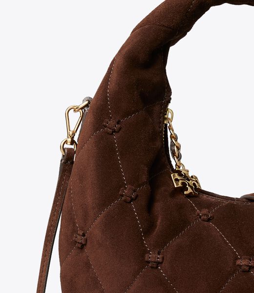 tory burch bunny knot suede crescent bag