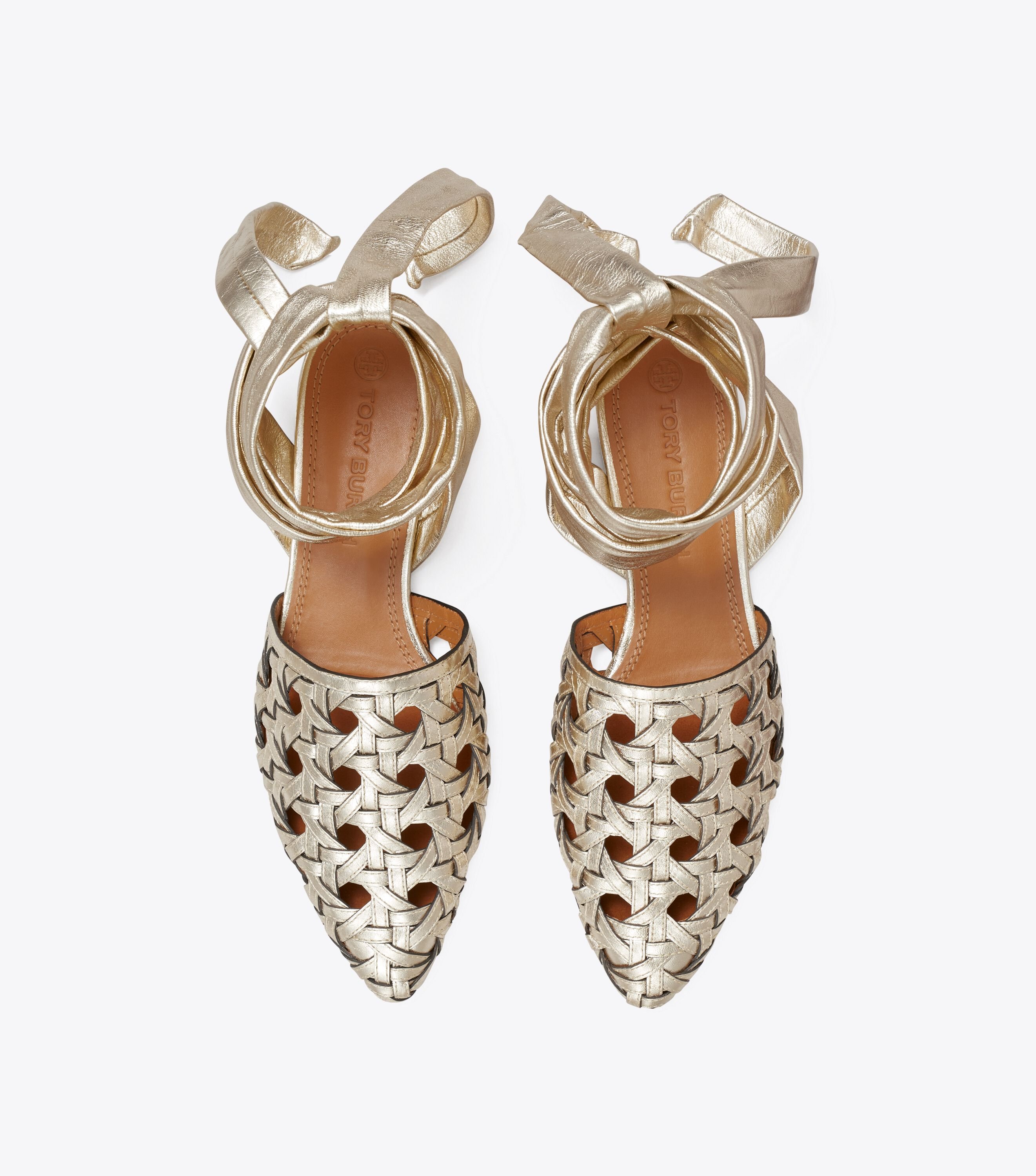 Basket Weave Wrap Flat Shoes Tory Burch