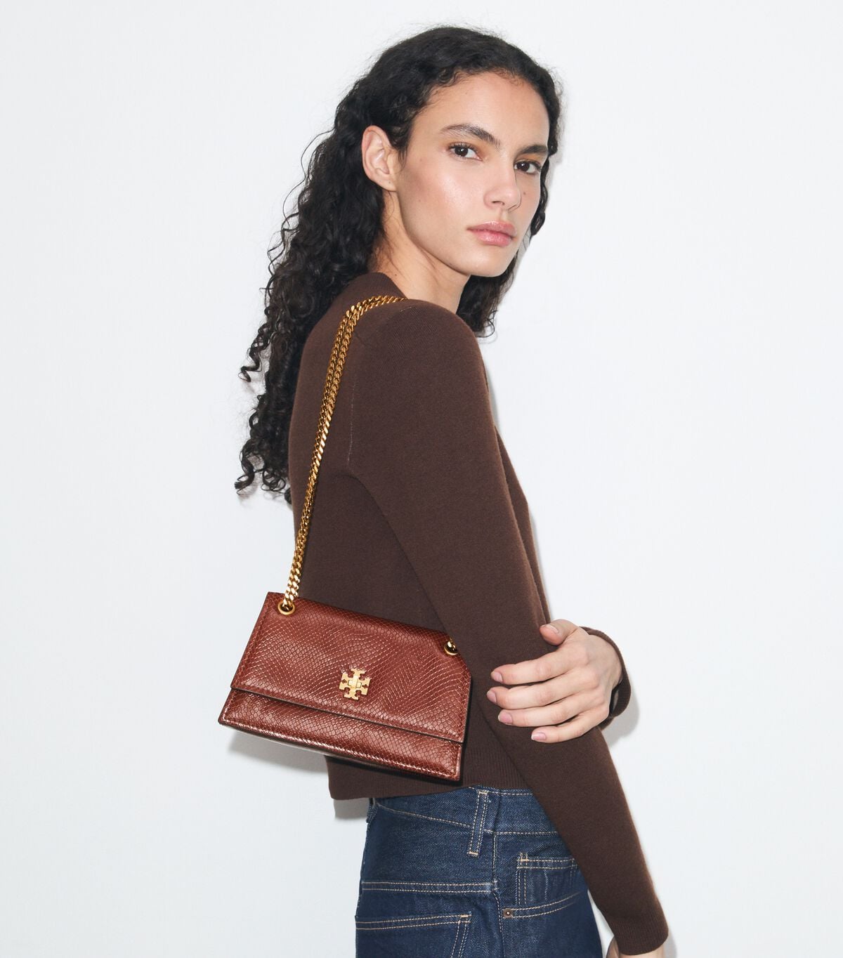 Mini Kira Turnlock Snake-Embossed Shoulder Bag tory burch mini kira turnlock snake embossed shoulder bag