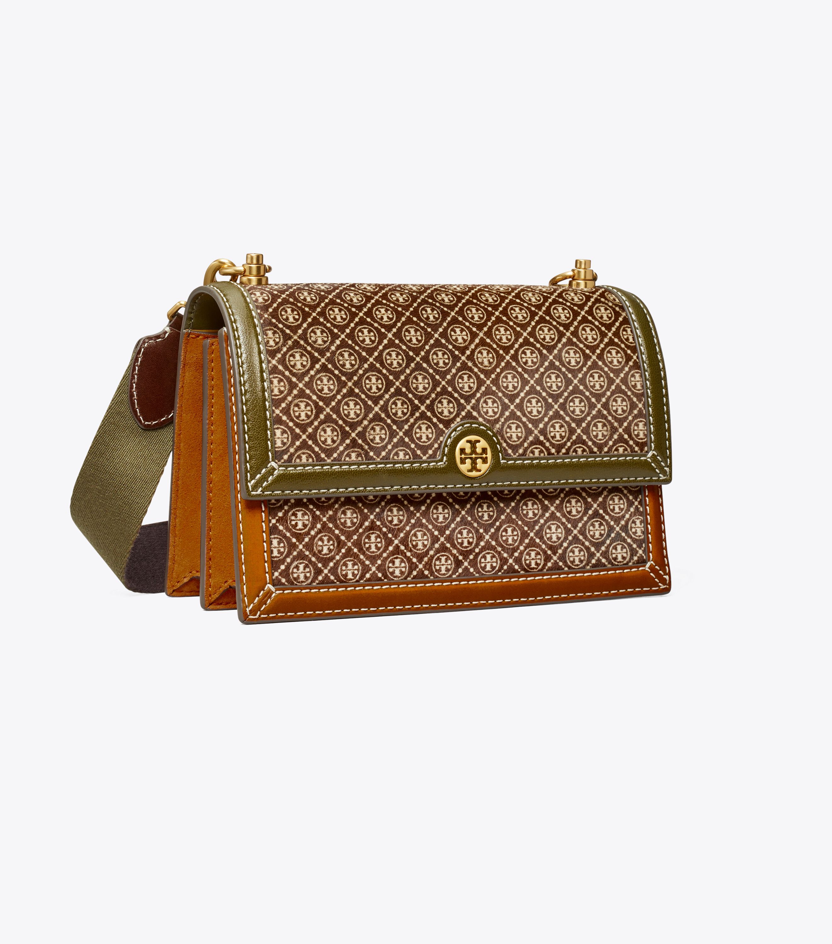 T Monogram Calf Hair Small Shoulder Bag, COLD BREW | Tory Burch KW
