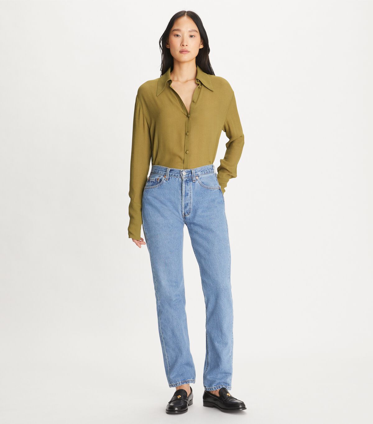 tory burch cuffed viscose shirt