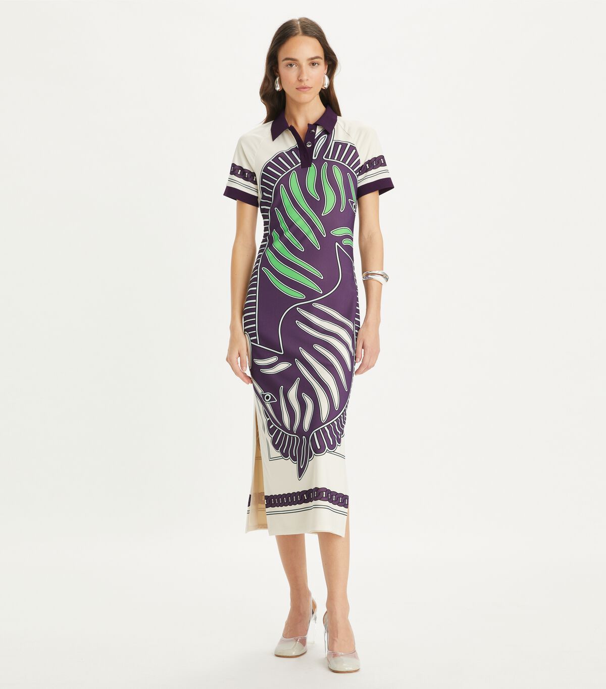 tory burch printed mesh polo dress