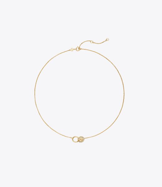 قلادة متشابكة مرصعة tory burch قلادة متشابكة مرصعة