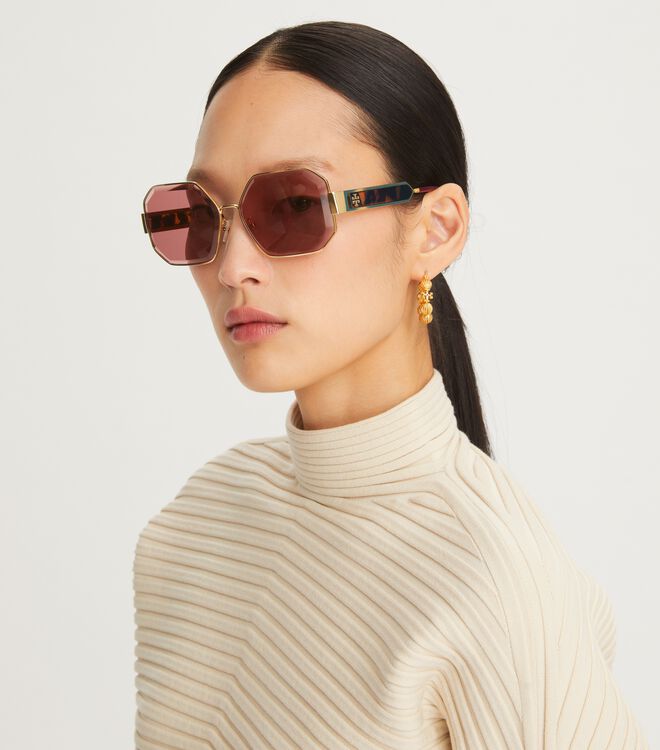 Kira Faceted Geometric Sunglasses | Tory Burch KWT Navigation | Tory Burch