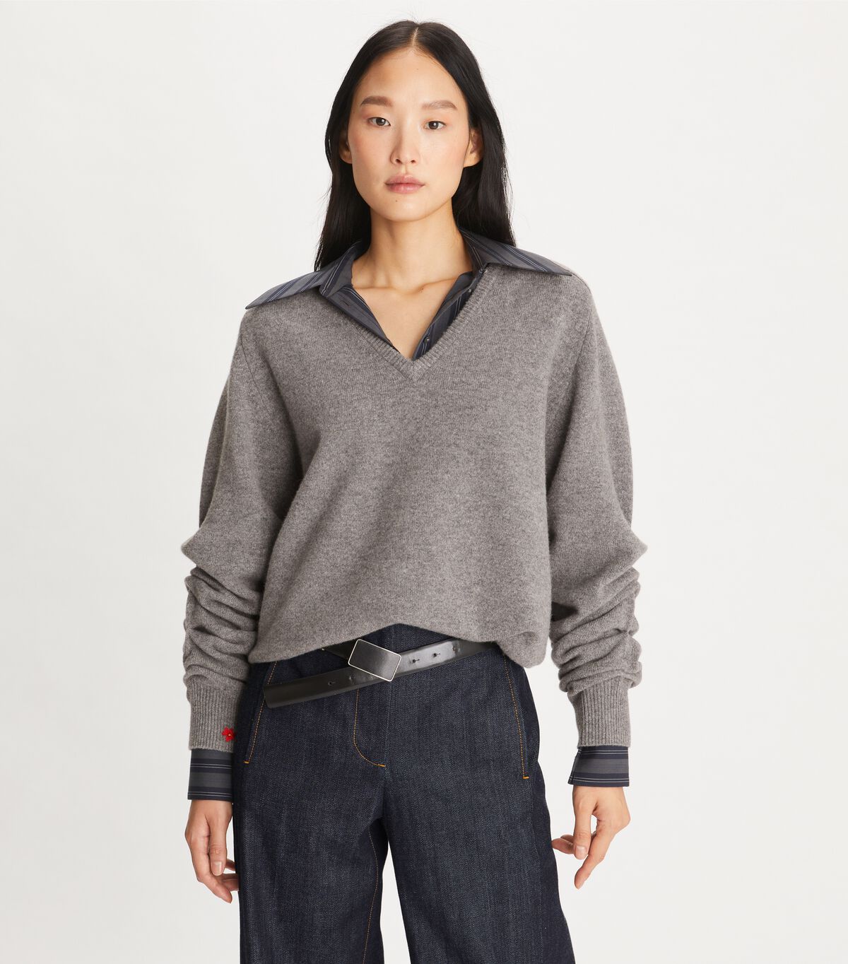 tory burch wool v neck sweater