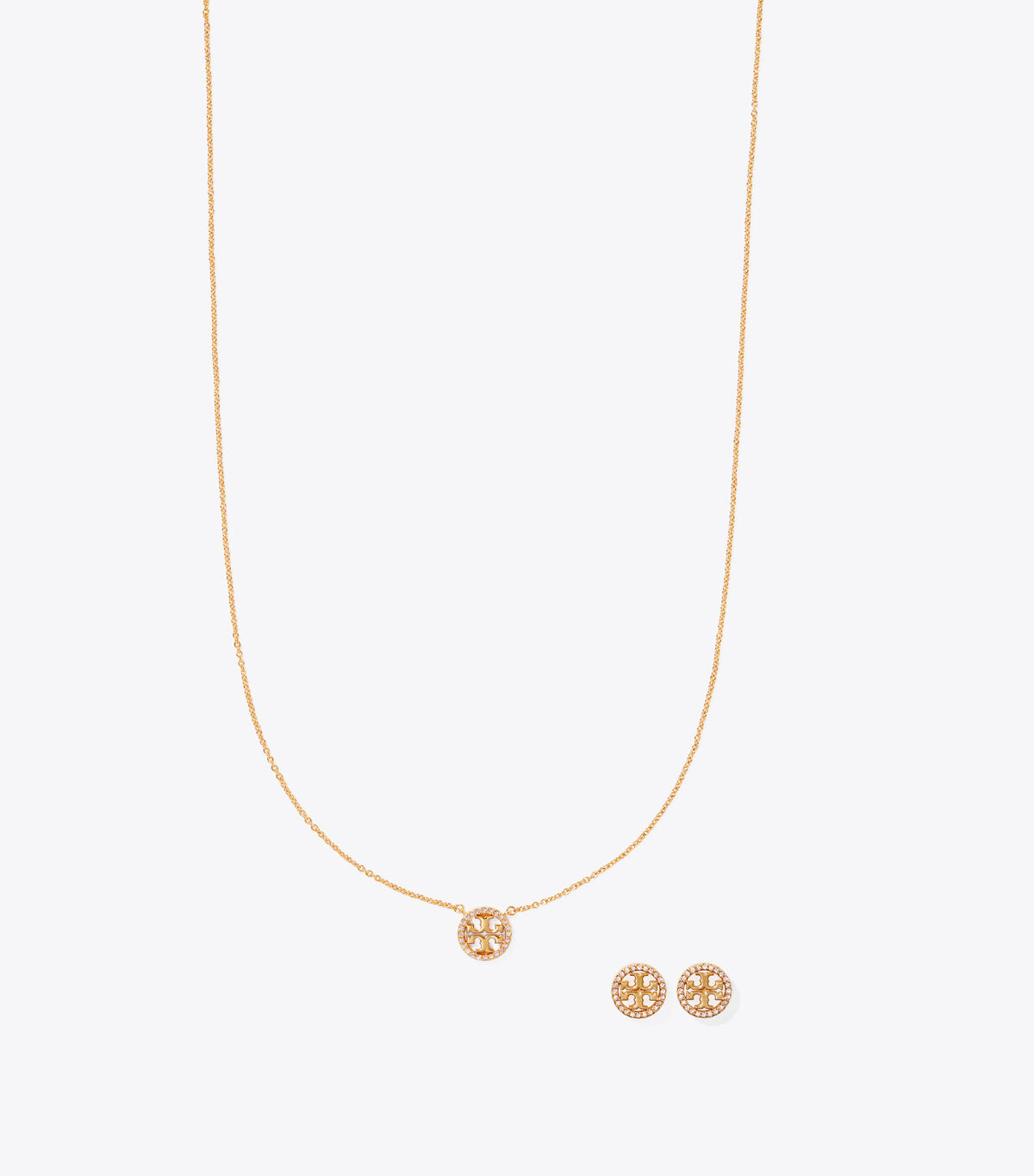 tory burch miller pav pendant necklace stud earring gift set