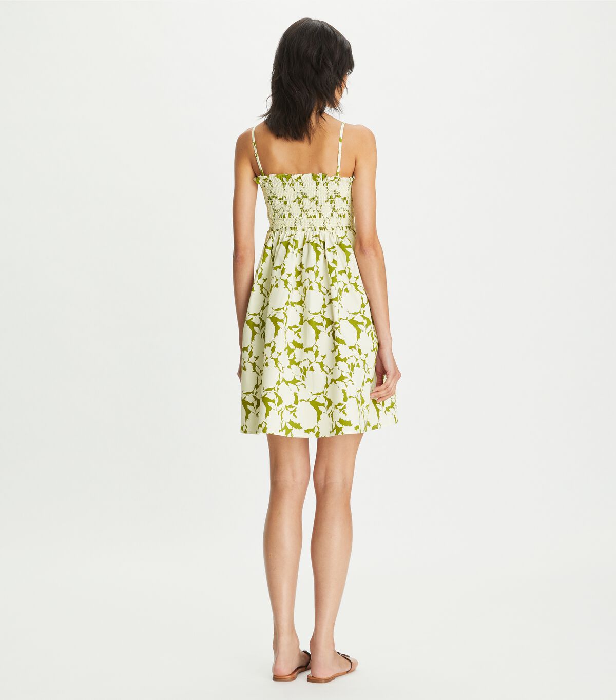 tory burch smocked printed cotton mini dress
