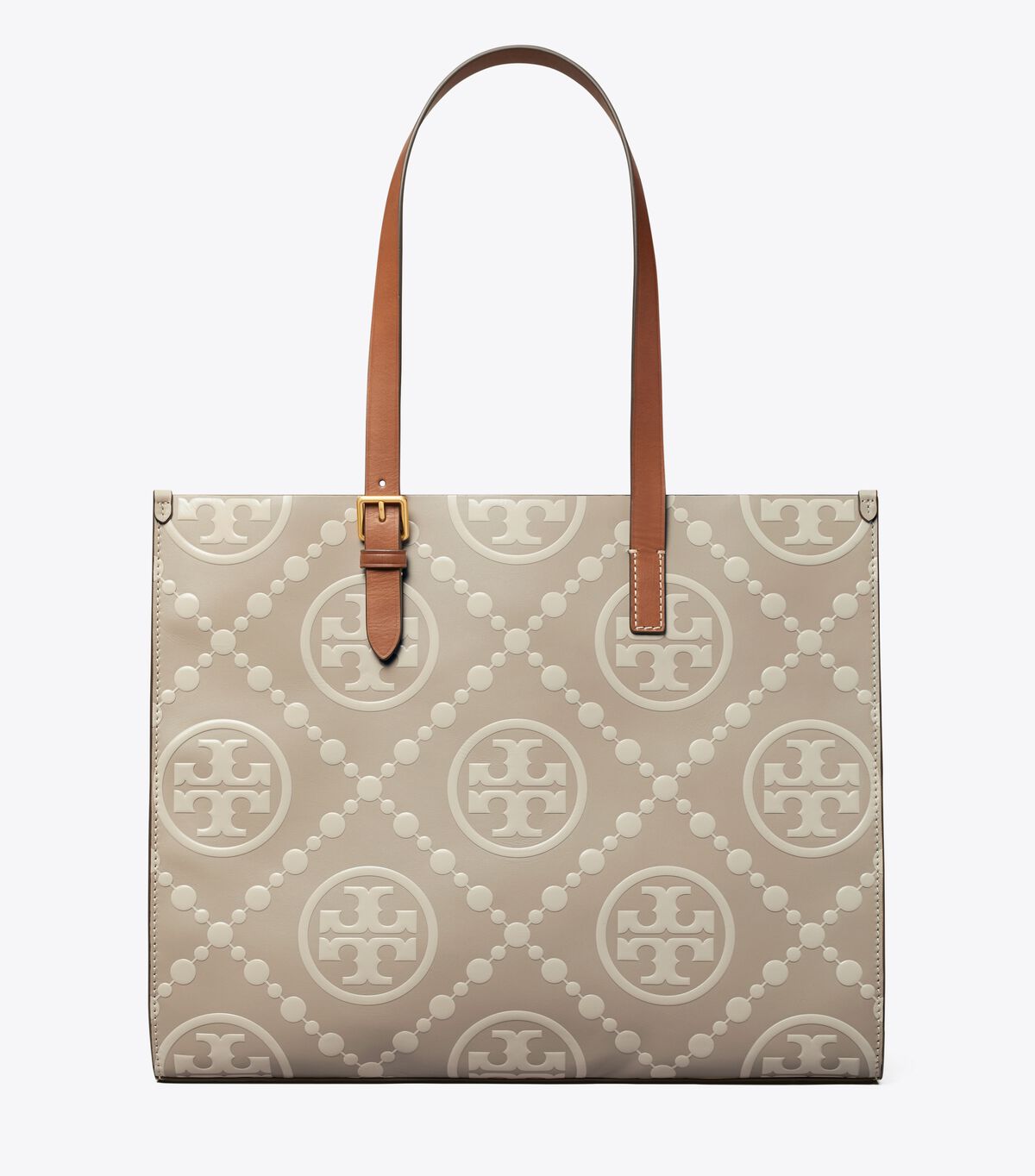 tory burch t monogram contrast embossed tote