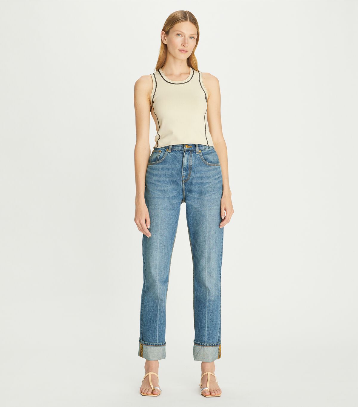 tory burch viscose cropped knit tank