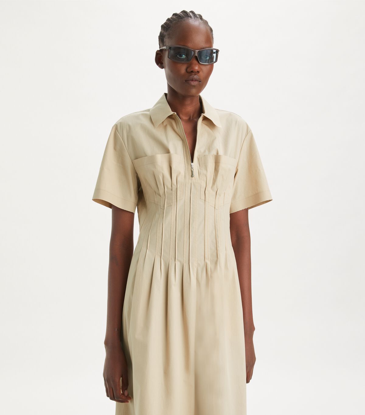 tory burch poplin pleat waist dress