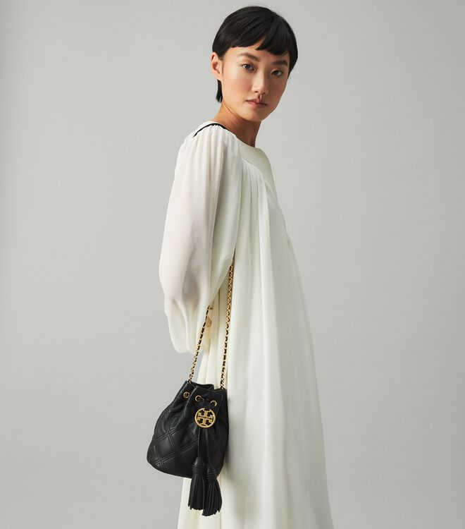 Buy Tory Burch Neutral Fleming Mini Bucket Bag in Soft Straw for WOMEN in  Oman