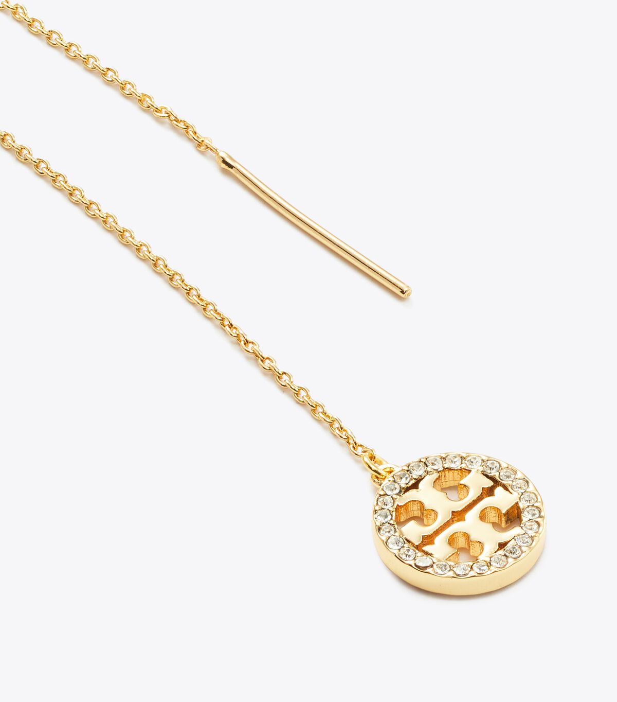 tory burch أقراط أيقونة باف خيطية مرصعة بالجواهر