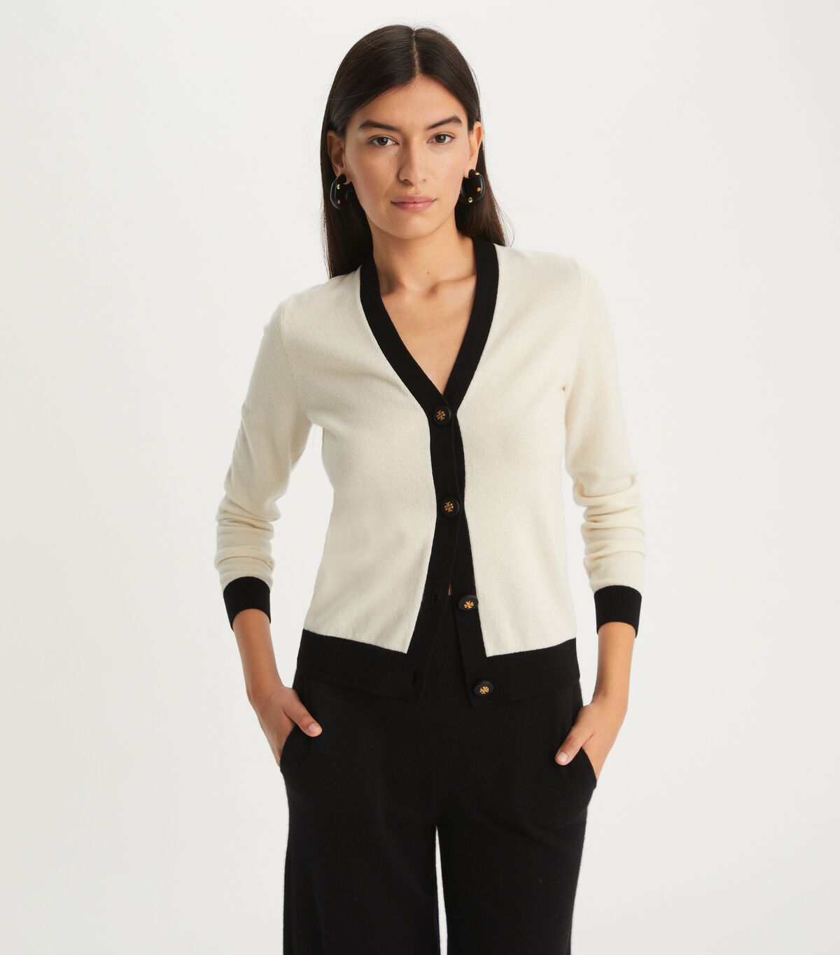 tory burch contrast trim cardigan