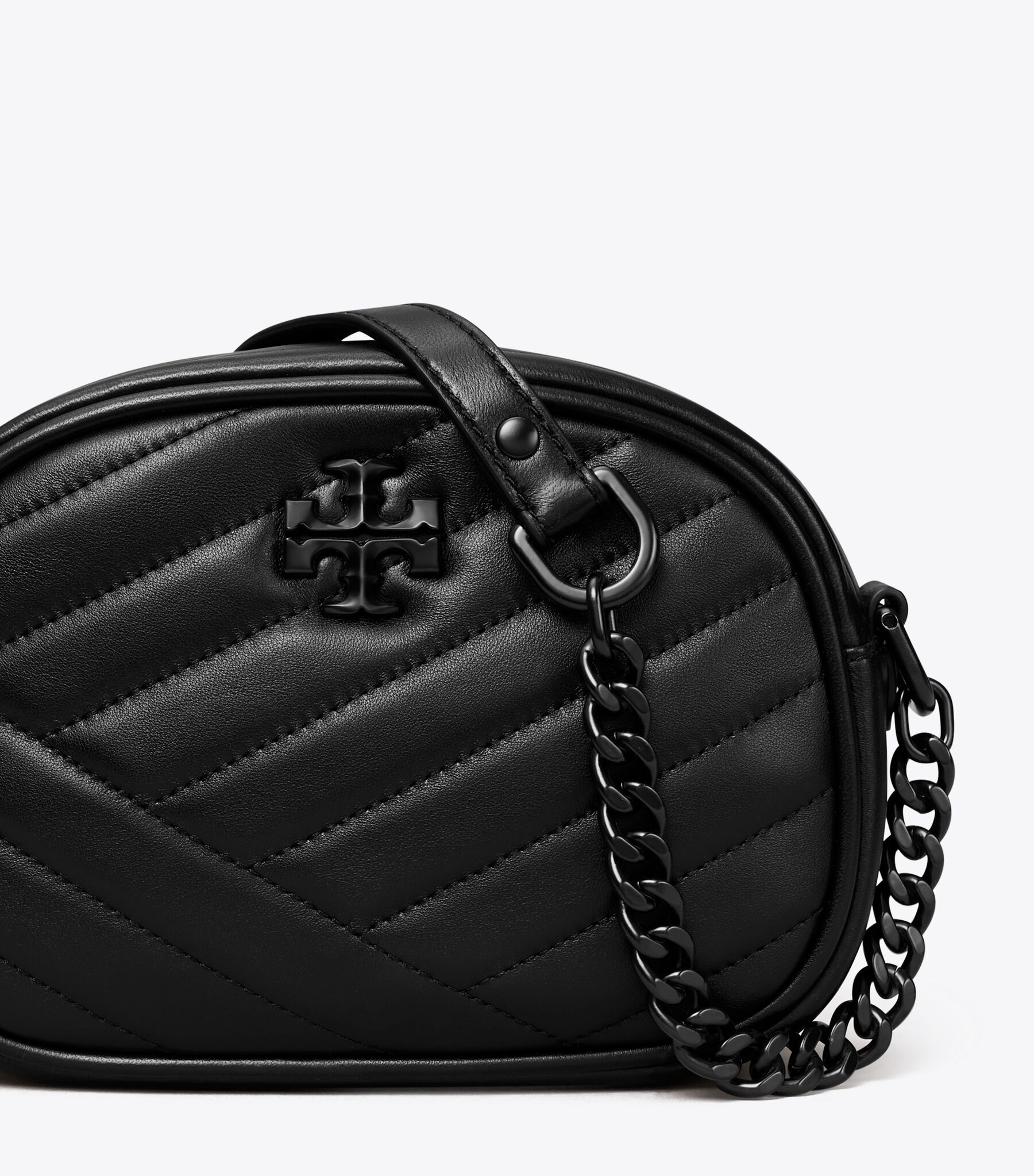 Small Kira Chevron Camera Bag, Black / Silver | Tory Burch KW