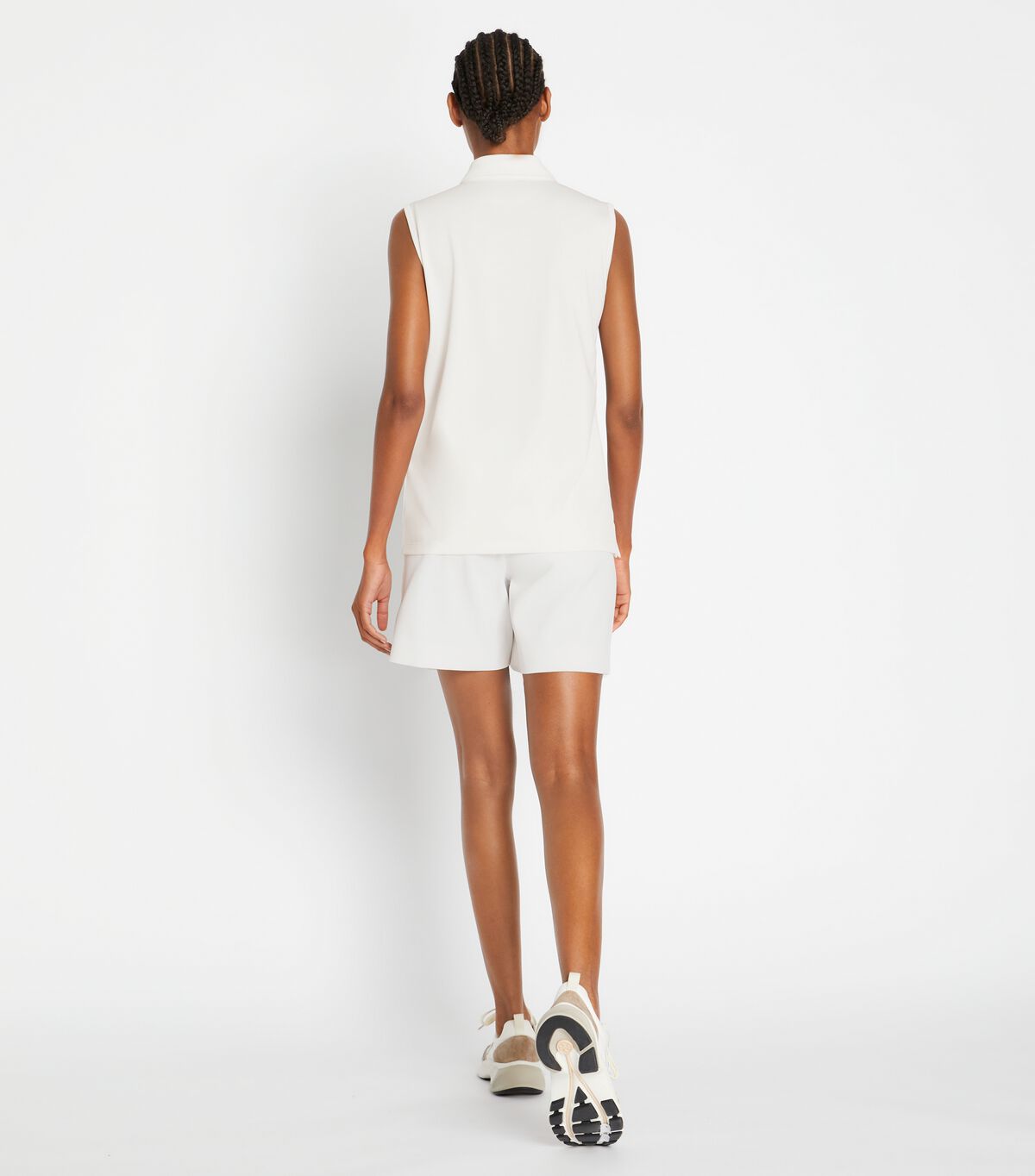 tory burch tech piqu sleeveless ruffle polo