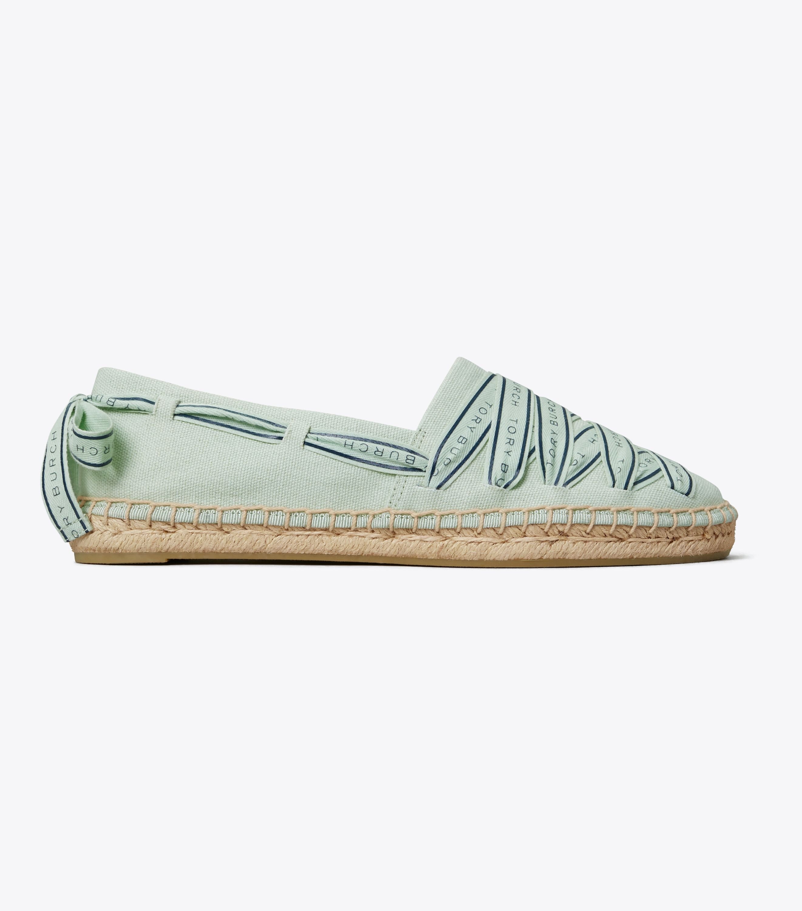25年★Tory Burch Tory Ribbon Espadrille NIB Tory Burch Espadrille Ribbon Herringbone Slide CREAM US
