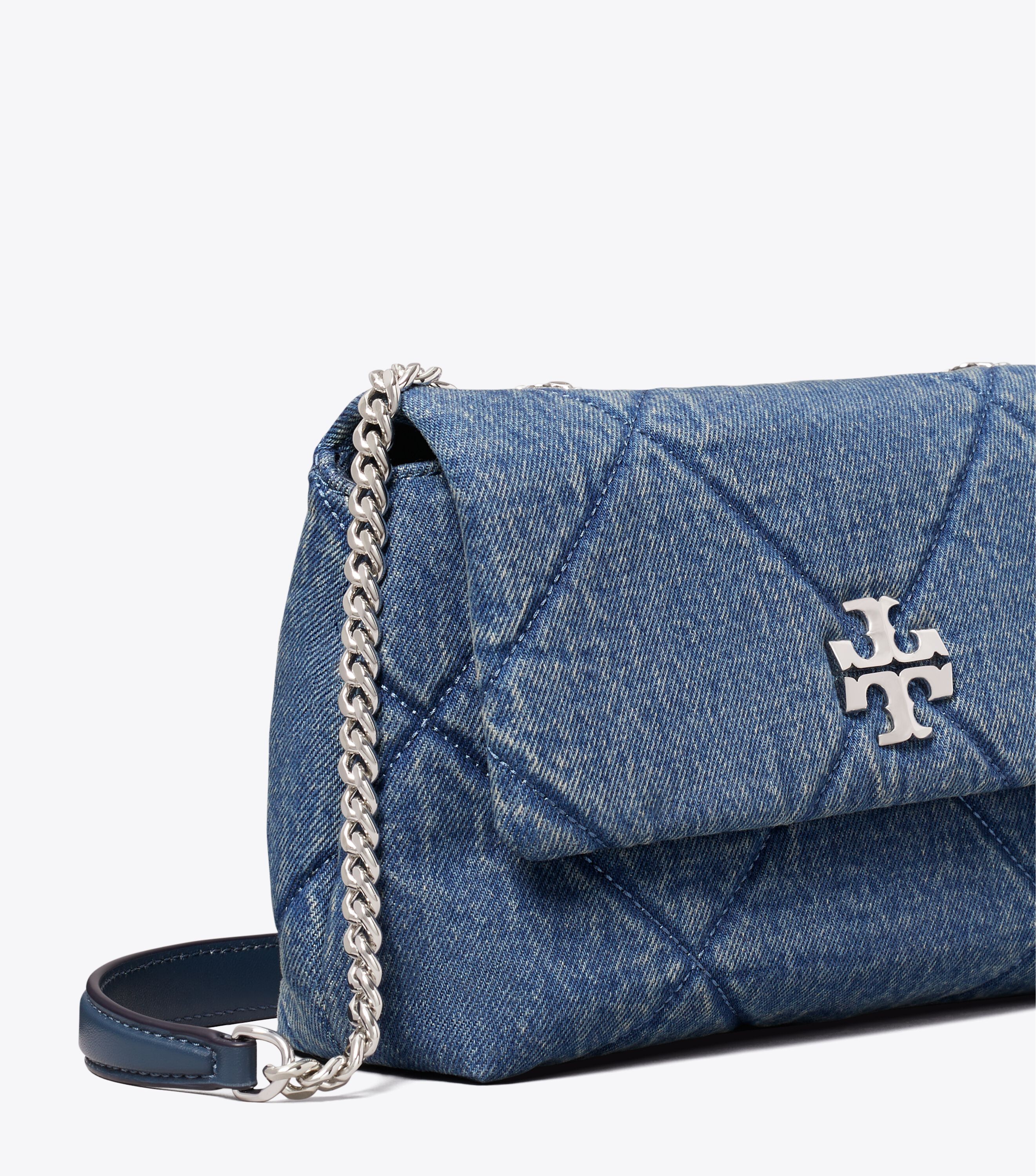 Small Kira Diamond Quilt Denim Shoulder Bag, Blue | Tory Burch KW