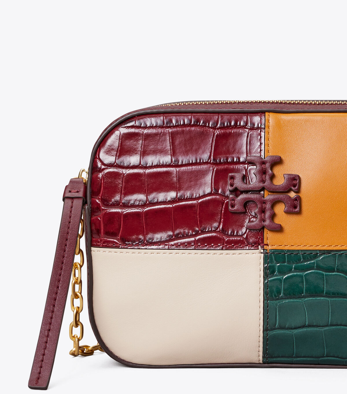 tory burch mcgraw embossed color block camera bag