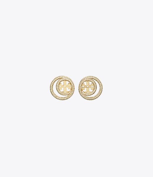 tory burch icon pav  double ring stud earrings
