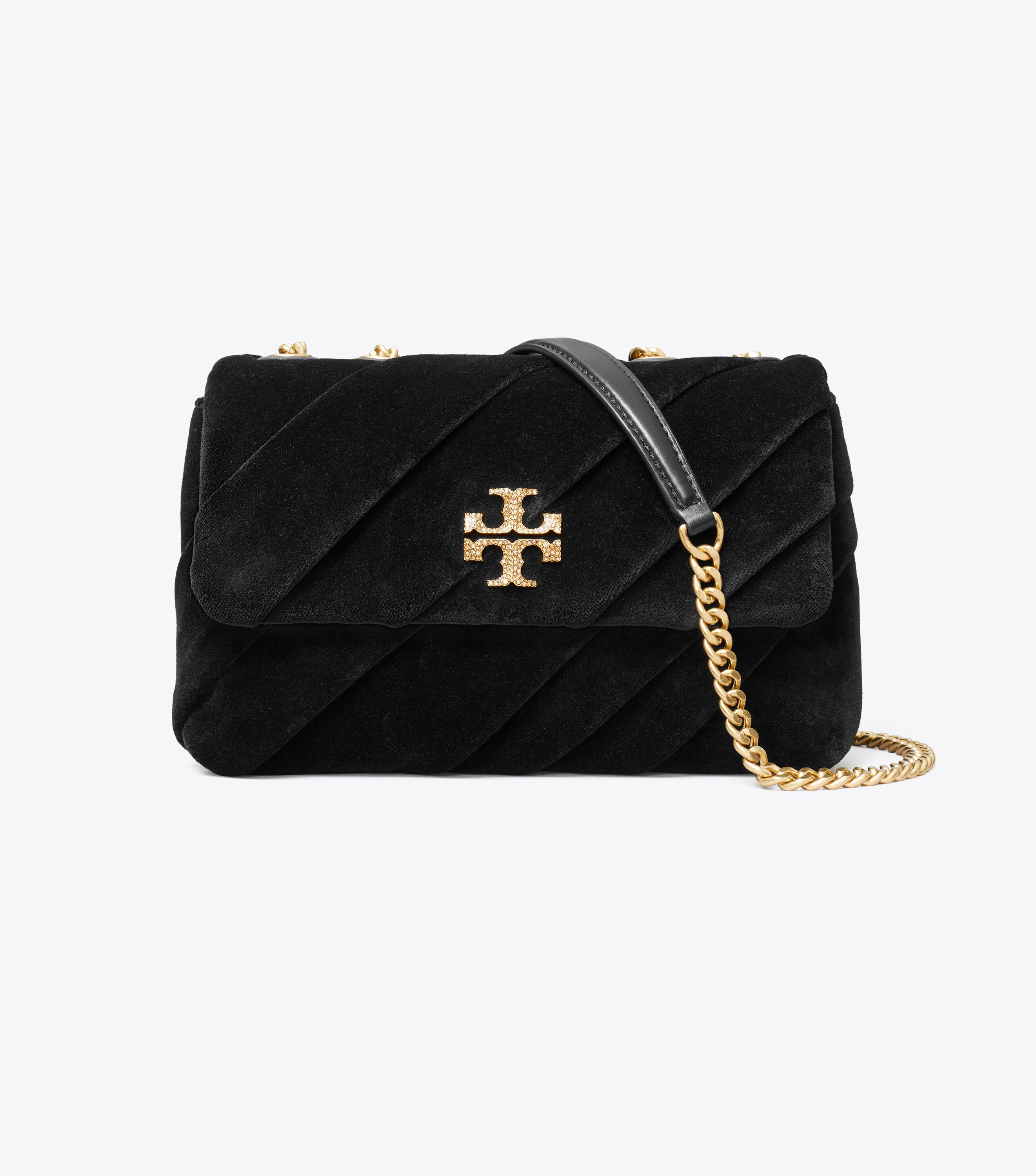 【KIRA】 Small Kira Draped Velvet Convertible Shoulder Bag, Black | Tory