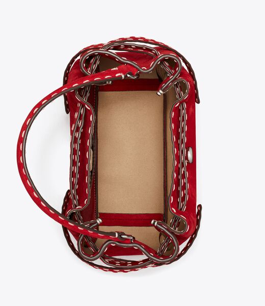 tory burch romy suede pick stitch bucket bag