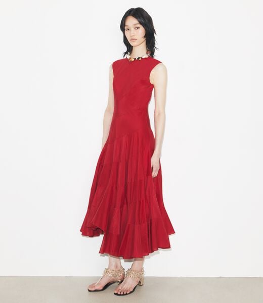 tory burch flared cotton silk dress