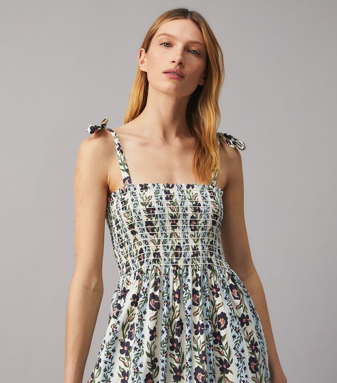 Printed Tie-Shoulder Dress & Matching Face Mask | Ready-To-Wear | Tory Burch