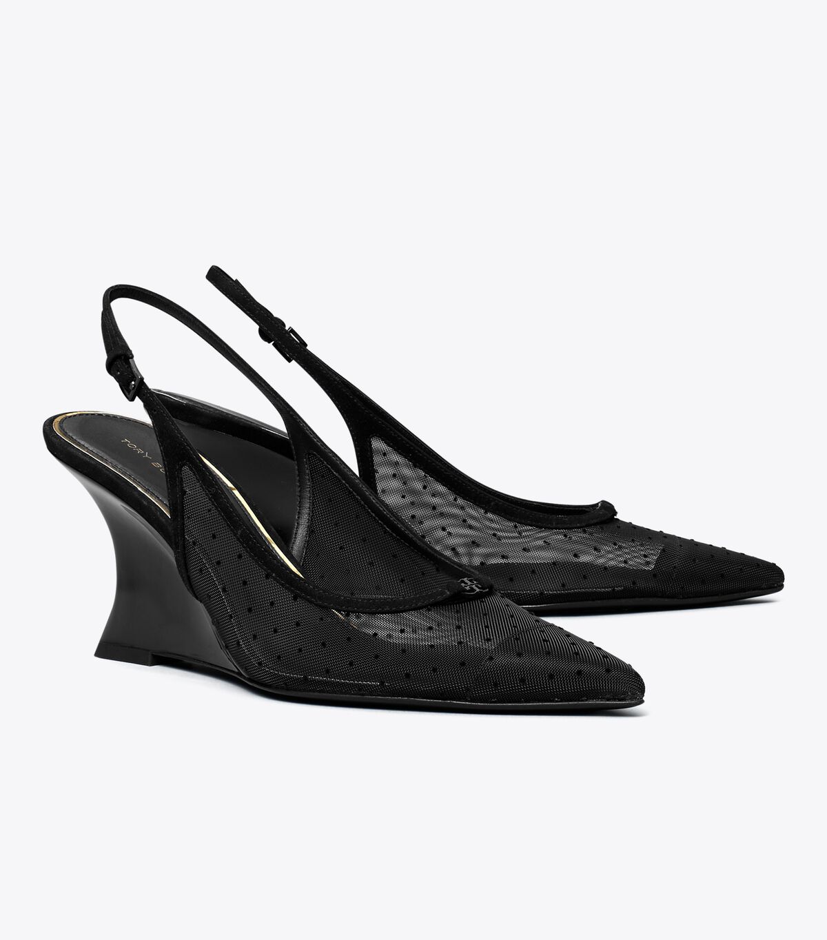 tory burch double t buckle wedge