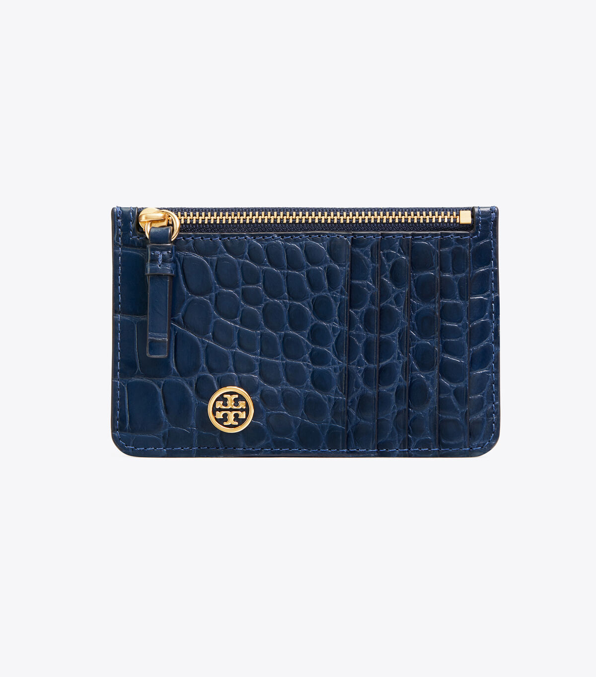 tory burch robinson embossed top zip card case