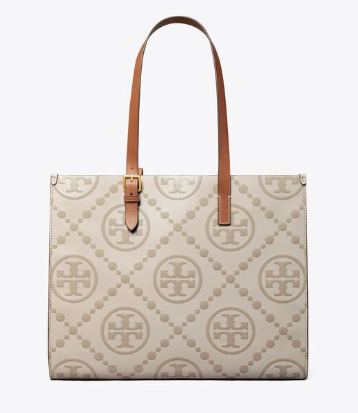 tory burch t monogram contrast embossed tote