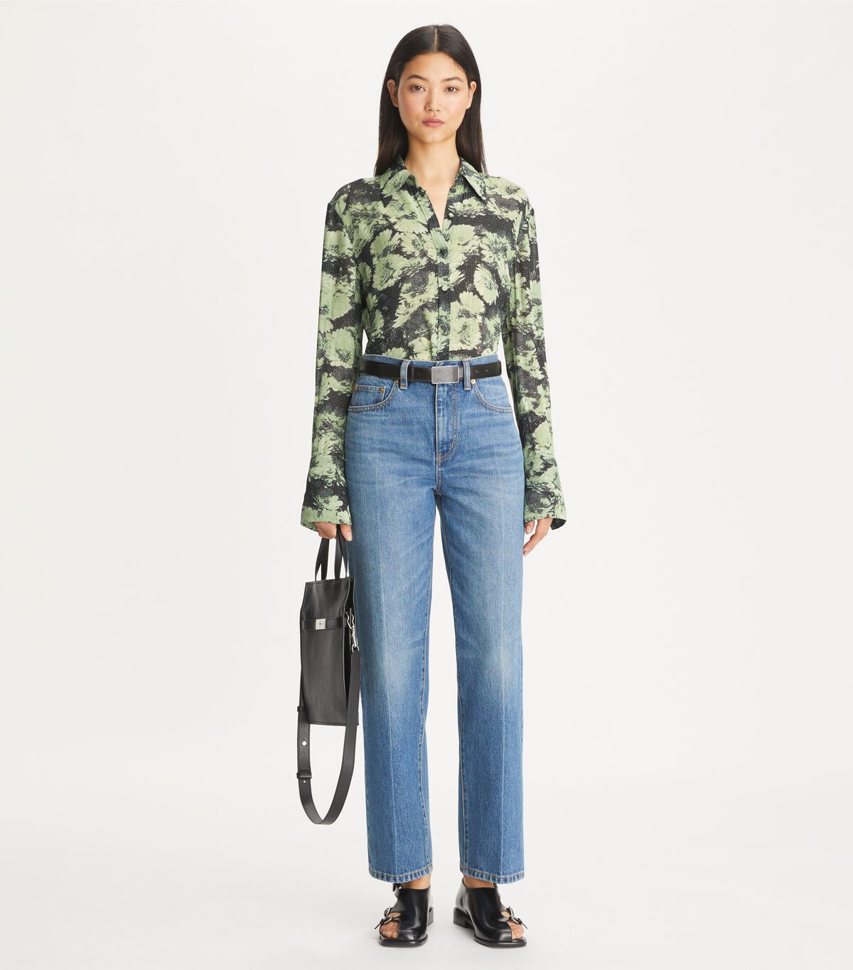 tory burch printed viscose shirt