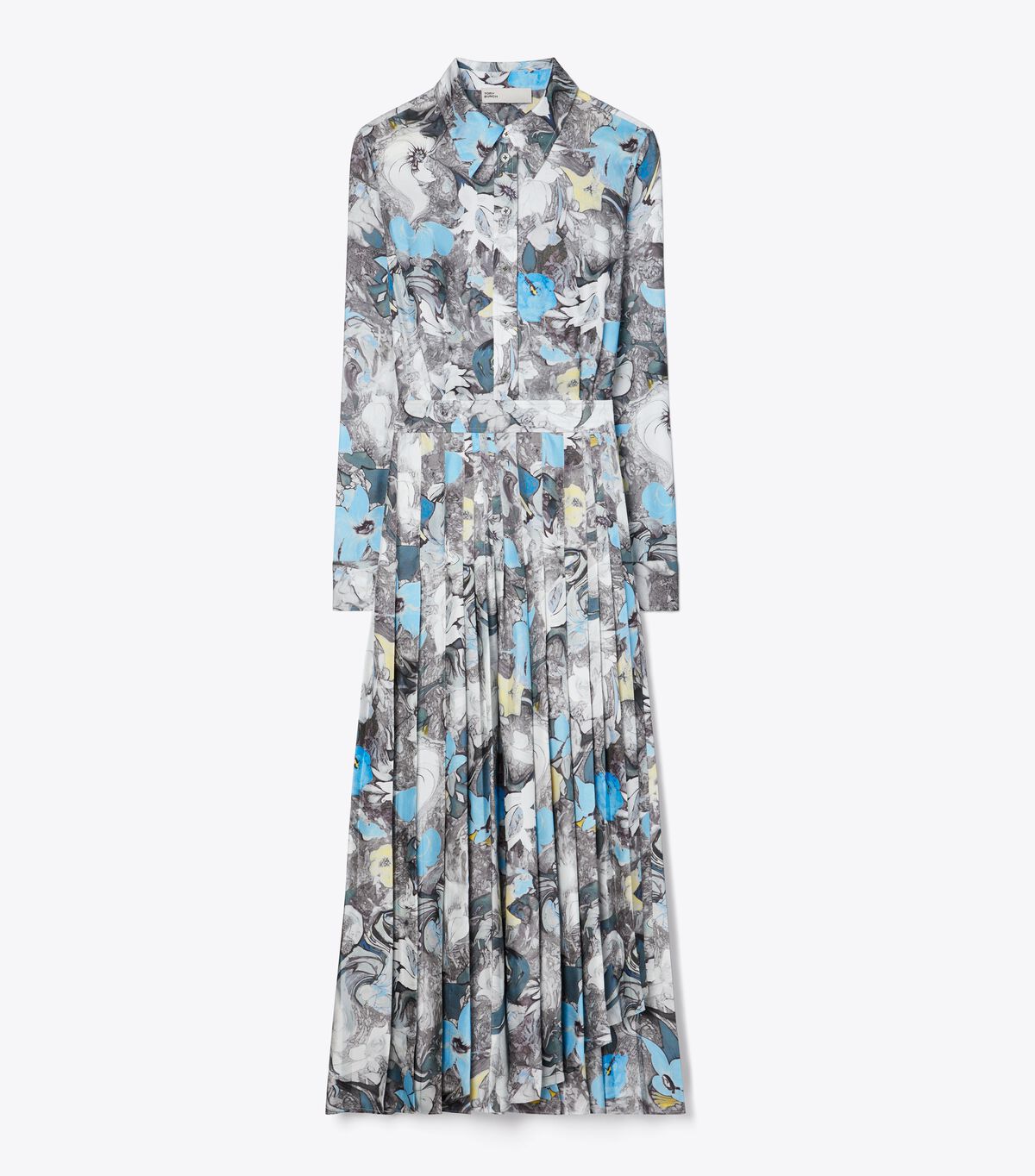 tory burch printed pleated silk twill dress