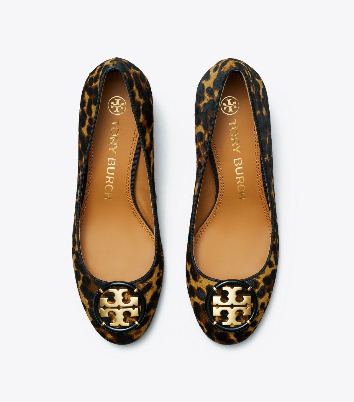 tory burch multi logo leopard pump