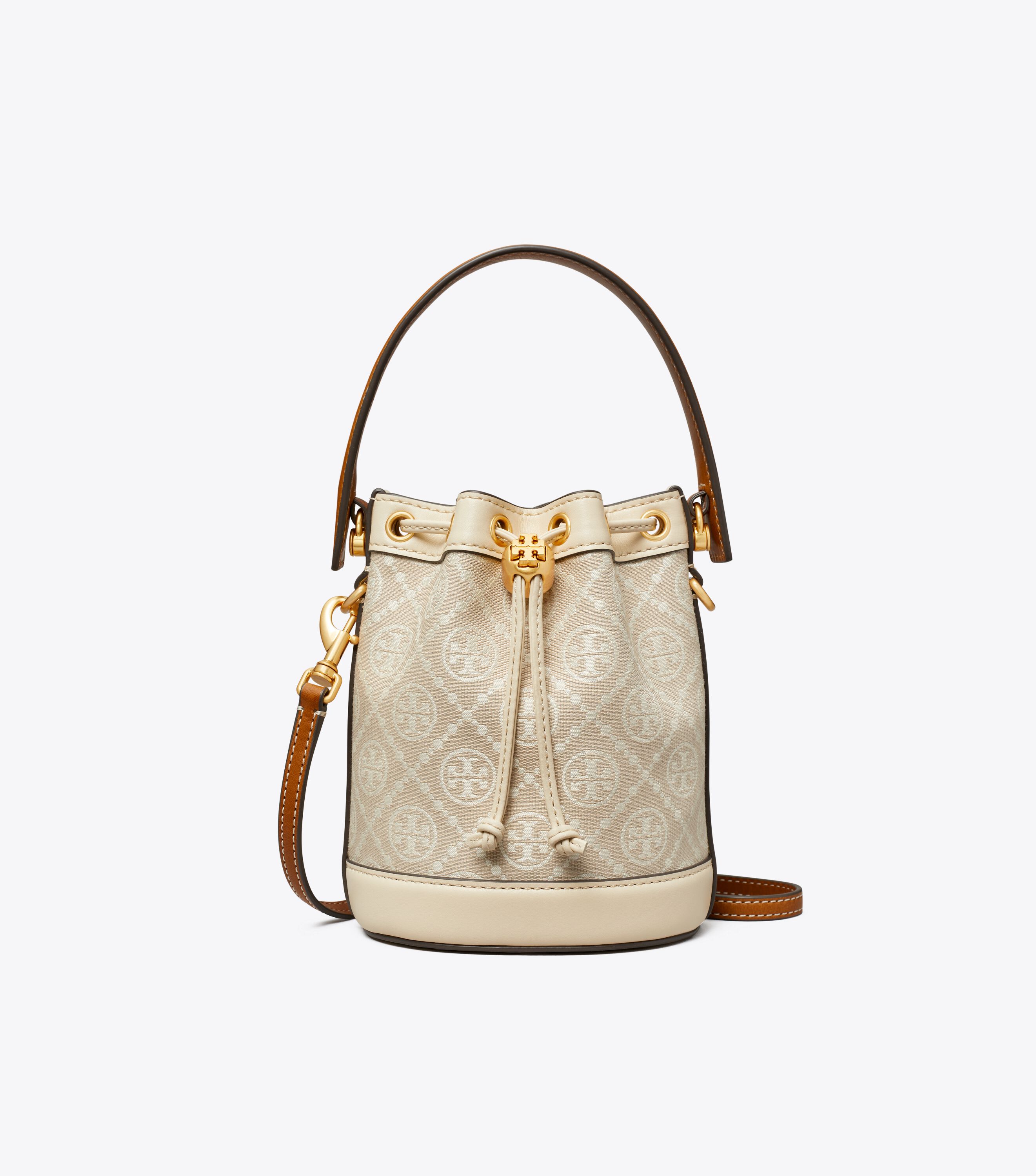 Mini T Monogram Bucket Bag, Ivory | Tory Burch KW