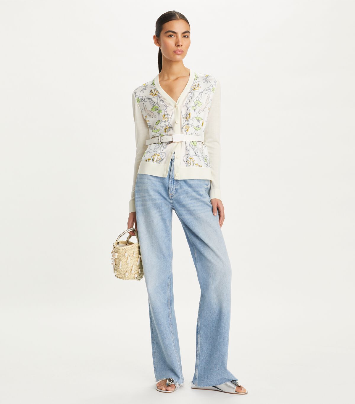 tory burch silk front cardigan