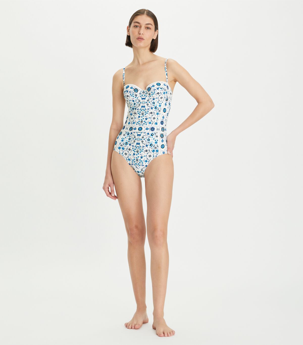 tory burch printed underwire one piece swimsuit